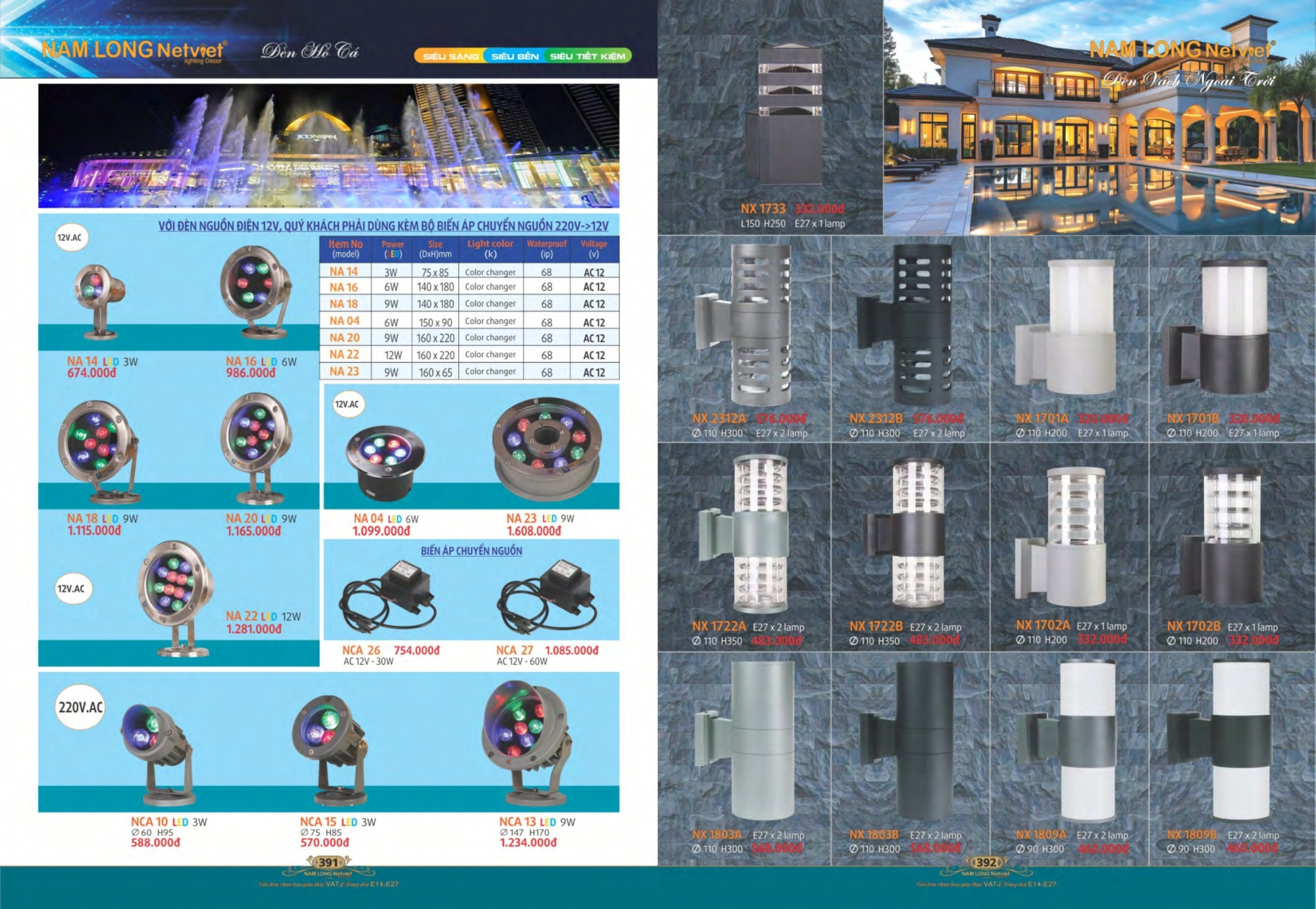 Bảng giá đèn trang trí Nam Long